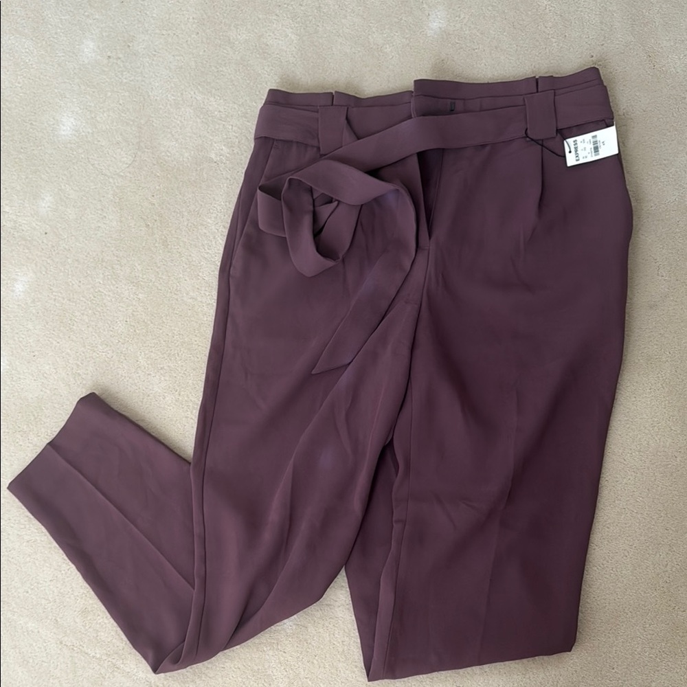 Elegant Burgundy Pants with tie belt